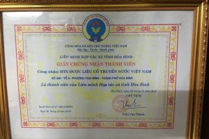 Giấy chứng nhận thành viên của Liên Minh hợp tác xã tỉnh Hòa Bình